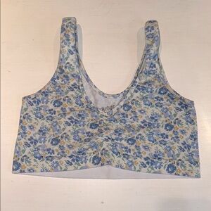 Aeropostale Floral Blue and Yellow Crop Top sz M☀️💕☀️
